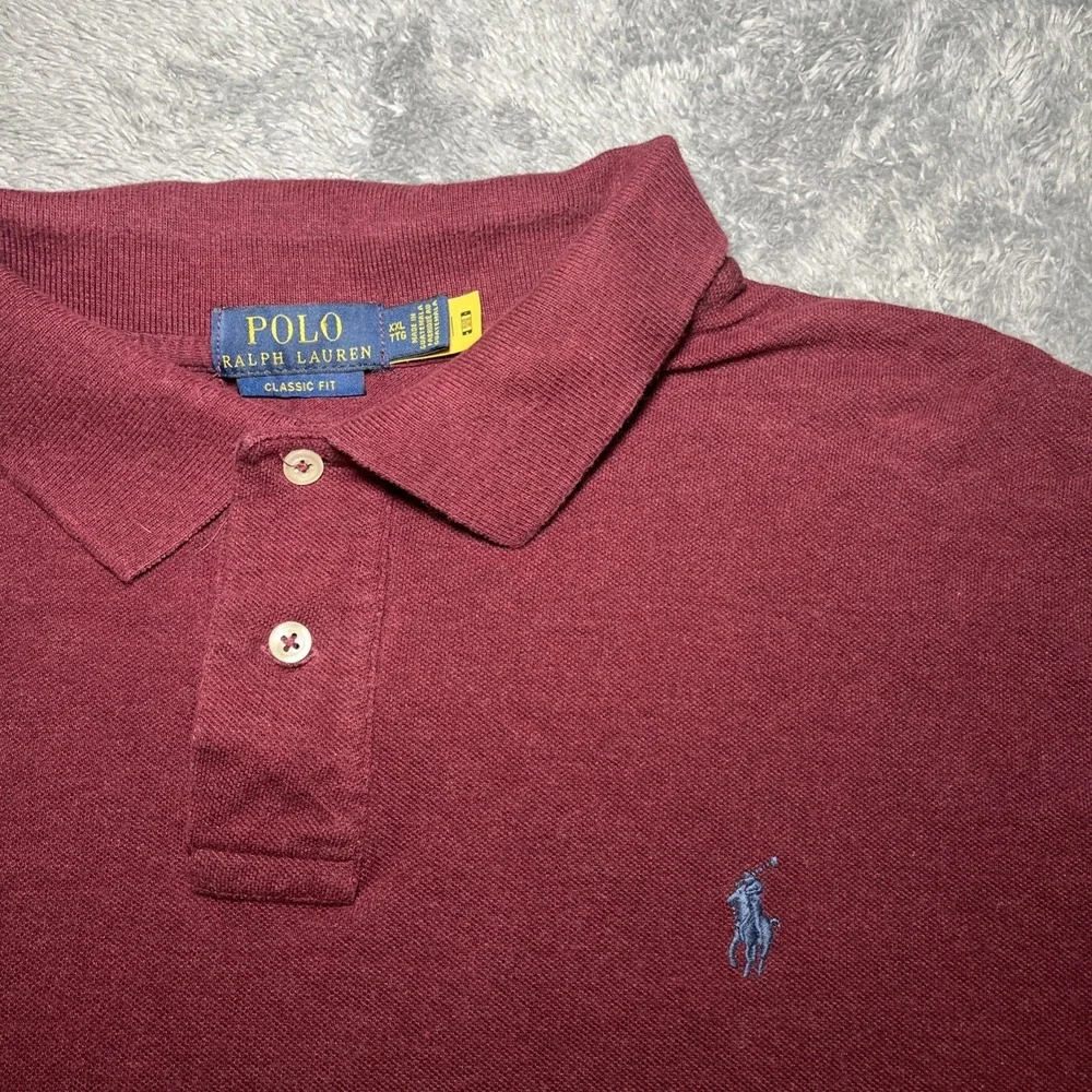 Polo Ralph Lauren Men's Short Sleeve Burgundy Shirt Navy Pony SZ XXL Classic Fit